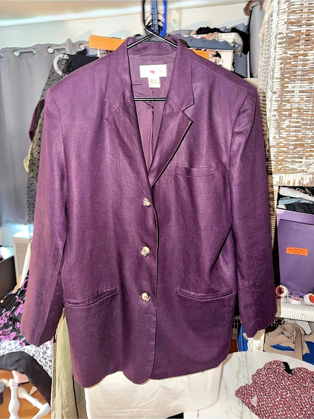 Casual Corner Linen Blazer in purple L
